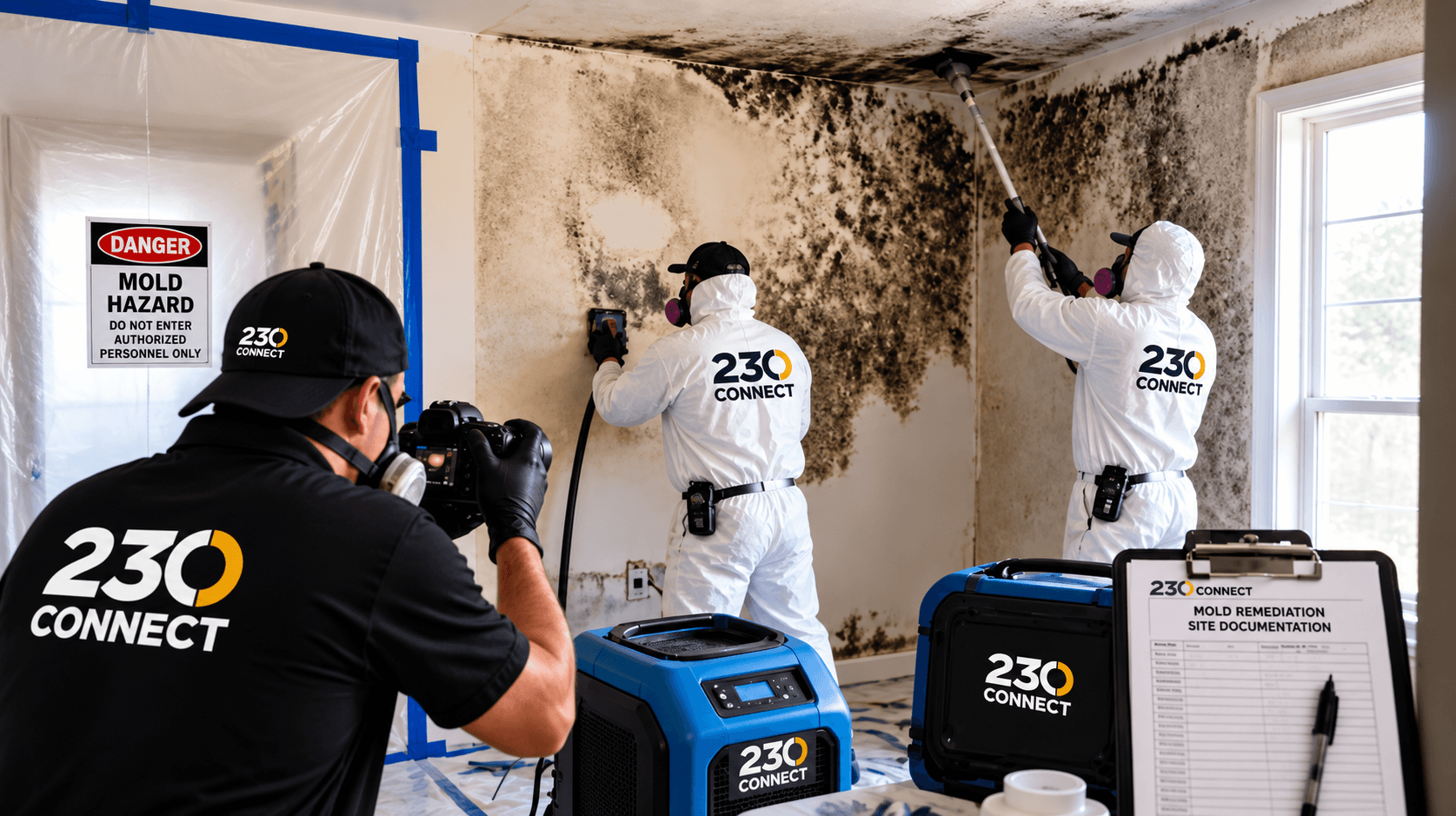 Preparation of a mould-affected room by 230 Connect